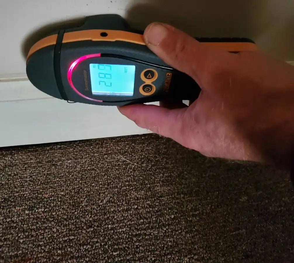 Moisture detection at baseboard during Burst Pipe Cleanup in Avon